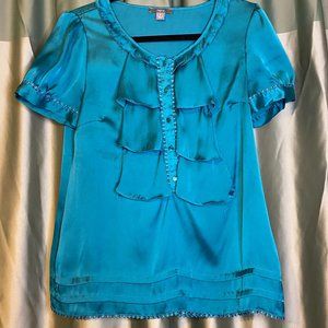 Turquoise Satin blouse Apt 9, Size S